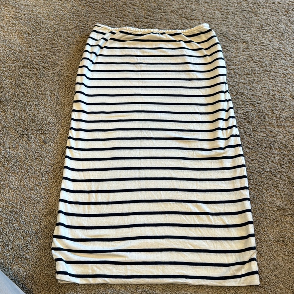 Amour Vert striped skirt navy white modal